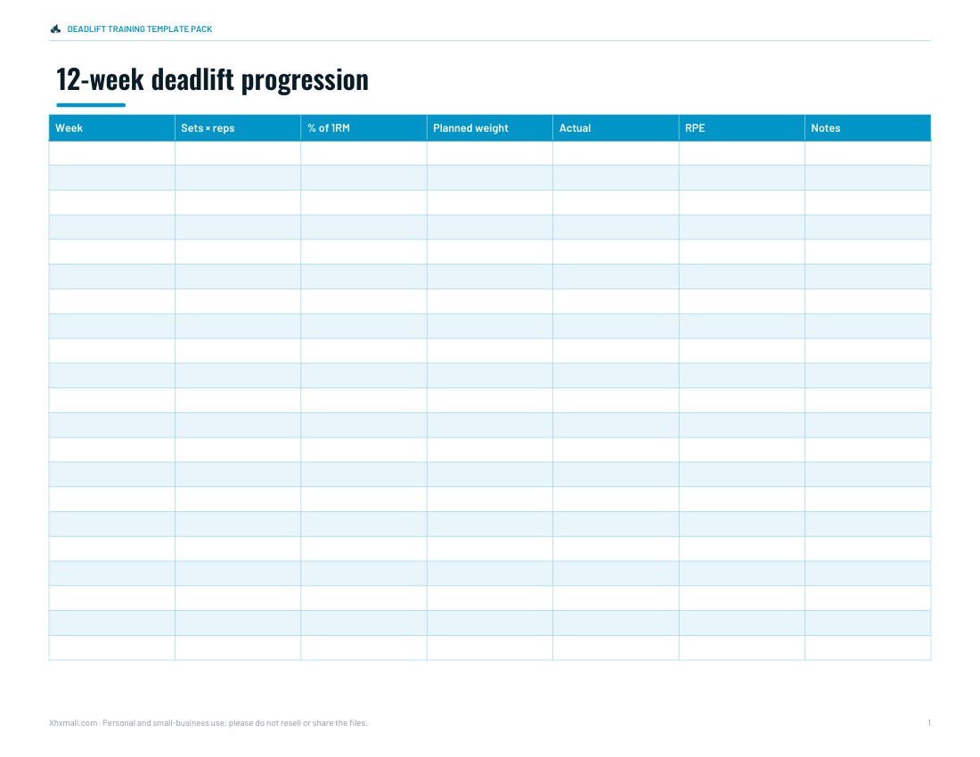 Preview of the first page of 12-week template (PDF/DOCX/XLSX)